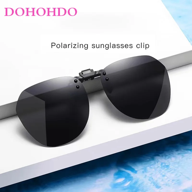 DOHOHDO-새로운 남성 여성 클립 선글라스 편광 UV400 보호 빈티지 클립 편광 안경 야간 운전 고글 