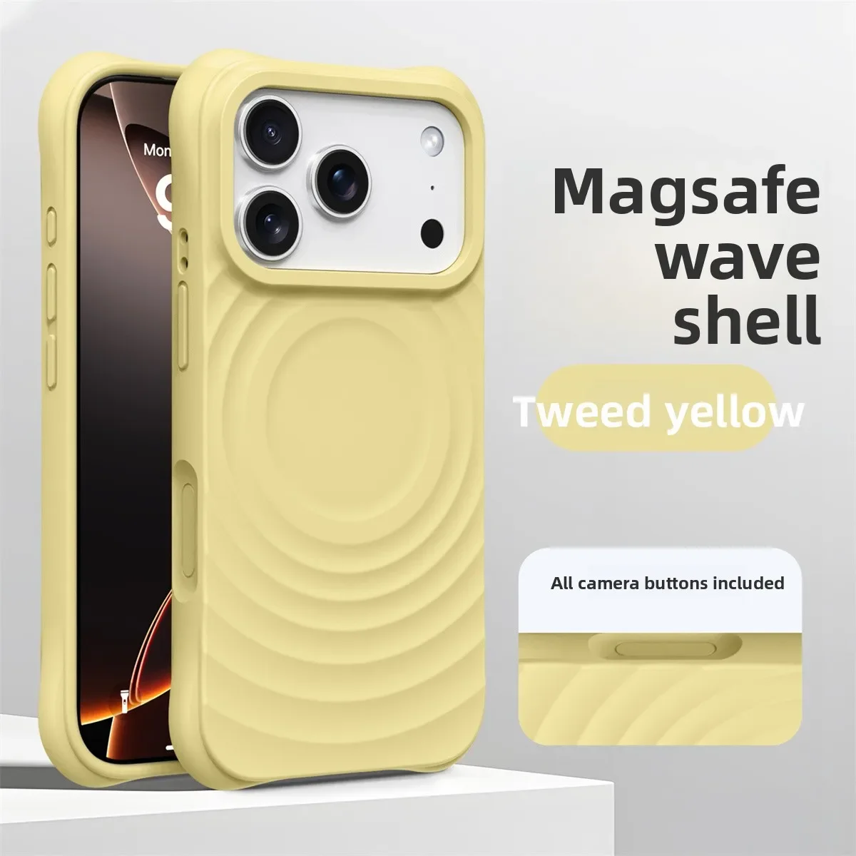 ตัวเลือกสินค้า เคส iPhone Air 17 16 15 14 Pro Max ลายคลื่นน้ำ ซิลิโคนนิ่ม ชาร์จไร้สาย MagSafe