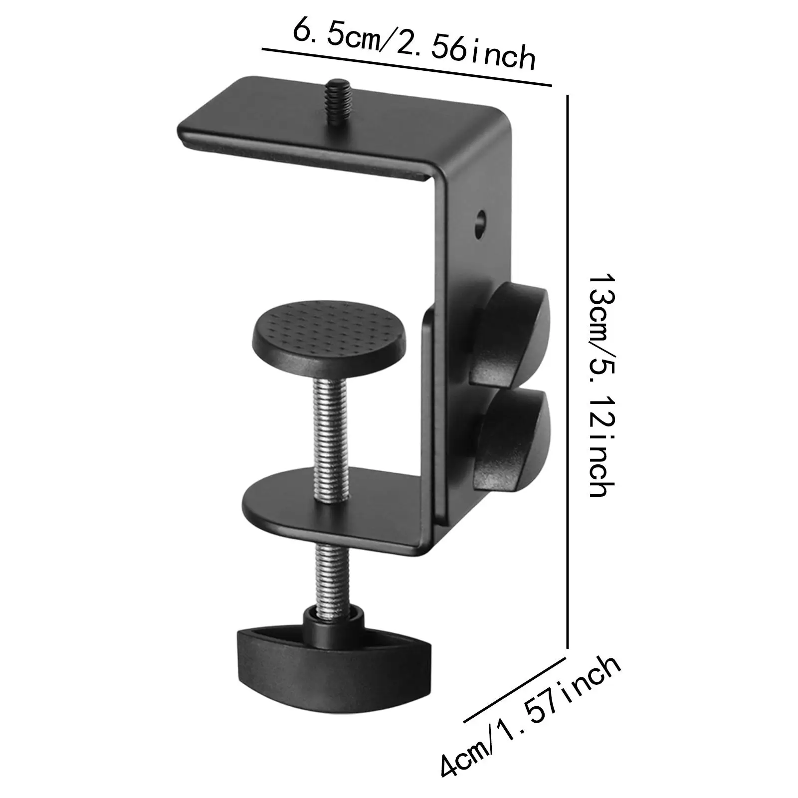 조정 가능한 작업 표면 장착 브래킷 데스크 클램프 1/4인치 스레드 인터페이스 비디오 조명 스탠드 카메라용 검정색 휴대용