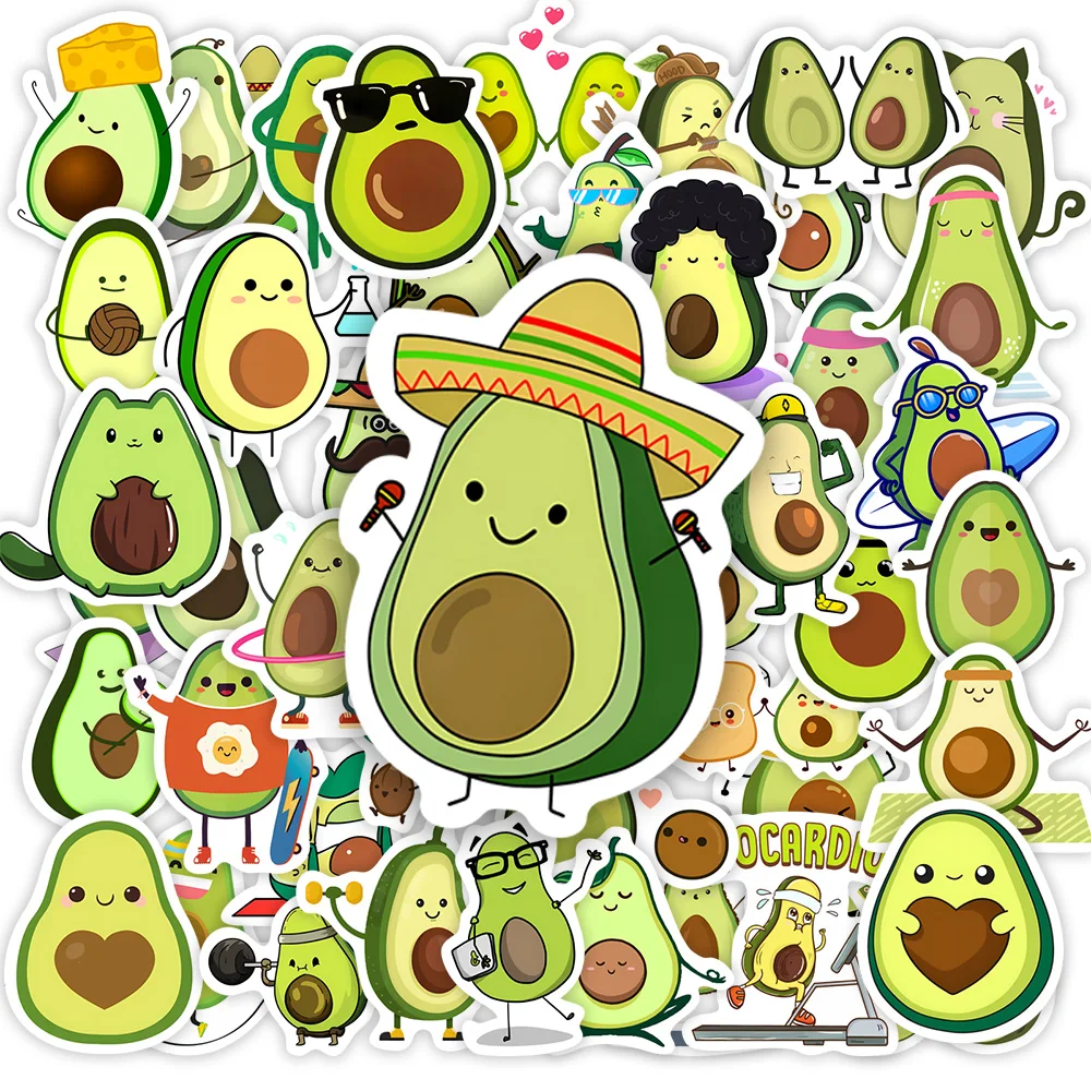 

Cartoon Avocado Stickers Cute DIY Toy Gift Decal Decorative Graffiti for Phone Laptop Water Bottles Scrapbook Kids Waterproof