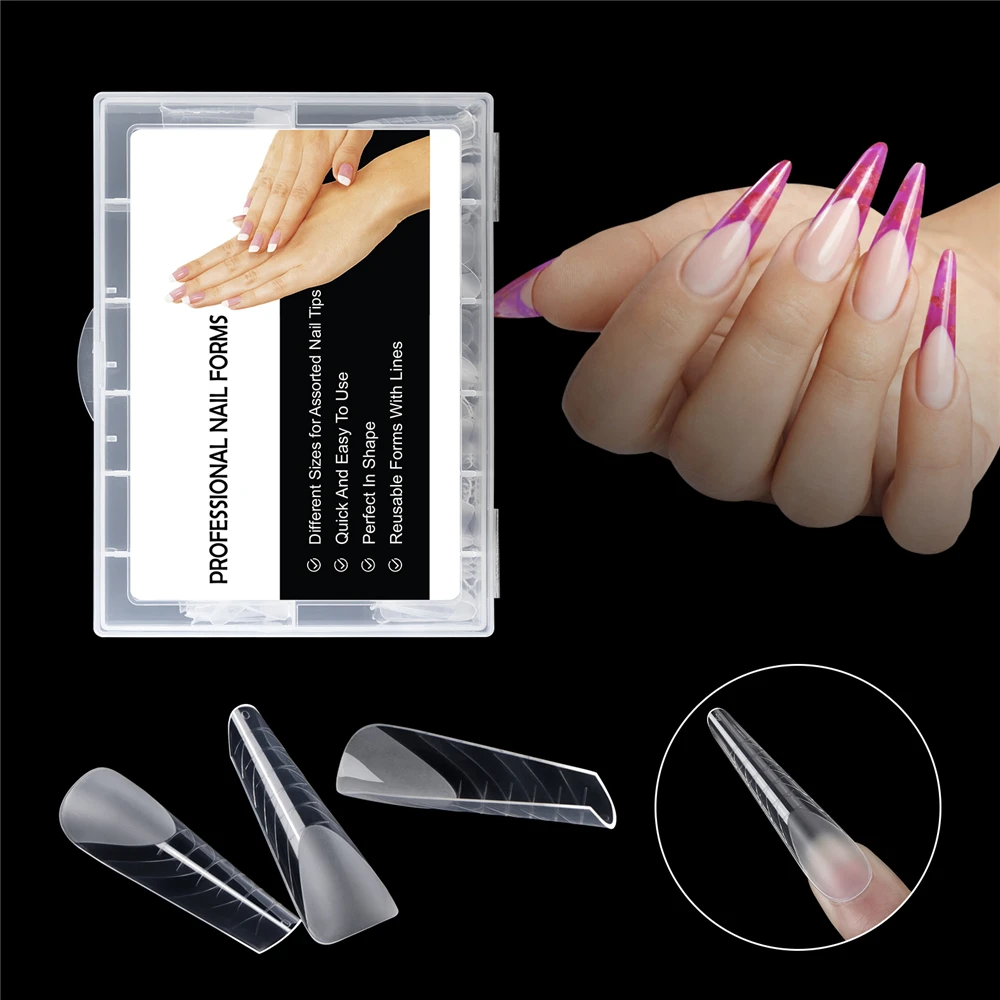 60/120pcs Set French Extended Half Cover C Curve Dual Form False Tips Poly  Nail Gel System Acrylic Diy Stiletto Mold Forms - Nail Form - AliExpress