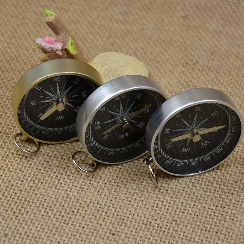 

New Mini Pocket Compass Switch Lightweight Waterproof Aluminum Compass Key Chain For Camping Mountaineering Outdoor Activities