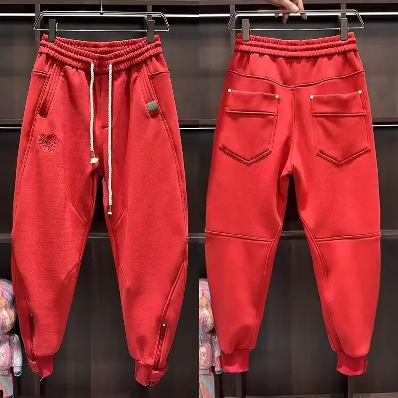 Men's Sweatpants Solid Loose Fit Mens Sweatpant Autumn Fashion Khaki Joggers Pants Unisex Elastic Waist Track Male Trouser 2025 3