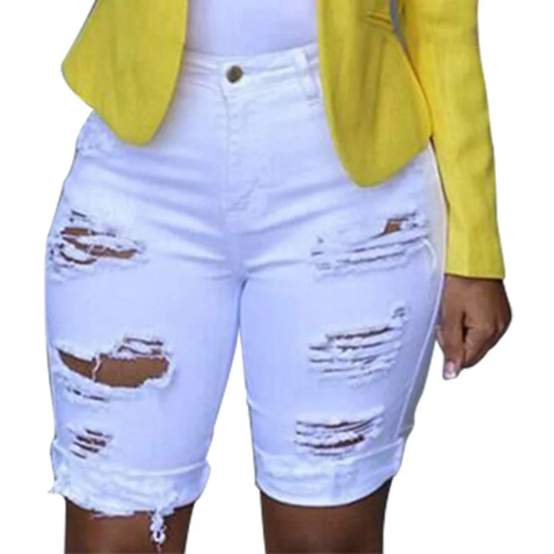 Women Denim Shorts Destroyed Hole Jeans Fashion Summer Casual Pants Short for Women Ripped Femme Pantalones High Waisted Shorts