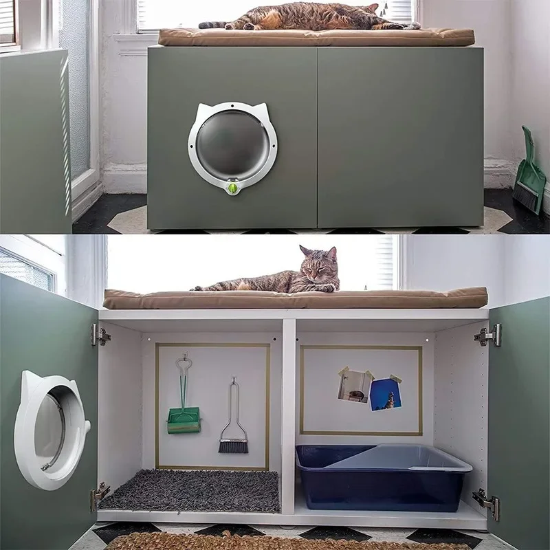 Pet Cat Door Fence 4 Way Locking Cat Flap Interior Doors Exterior Doors Wall Hidden Intellegnet control Door