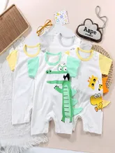  Dinosaur Baby Newborn Clothes Baby Short-sleeved Jumpsuit 0-2 Years Old Boys Girls Romper Children Wrapping Clothes 