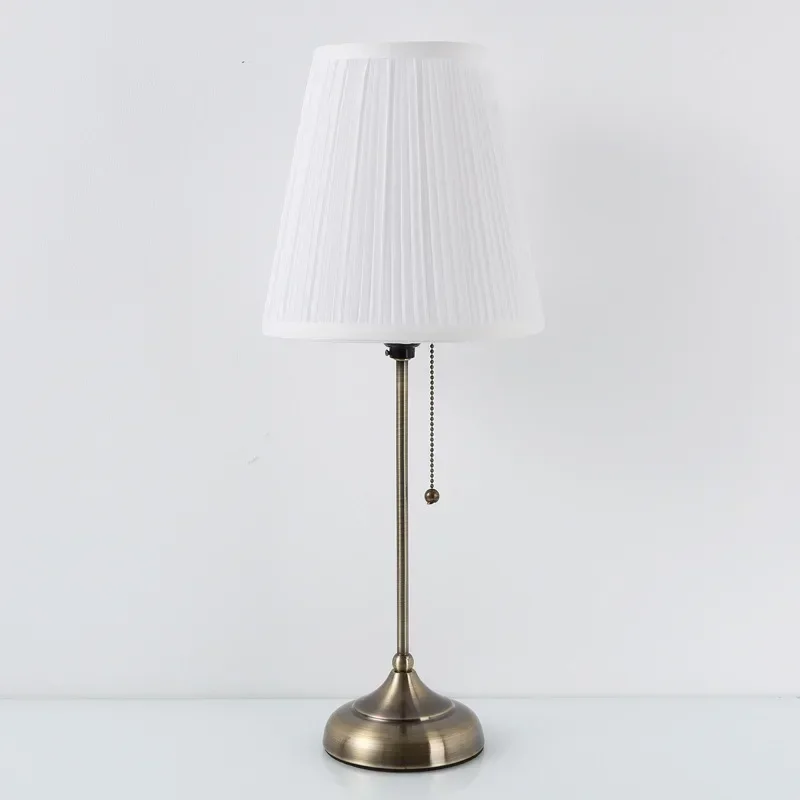 Description Picture 6 of itemModern LED Red Cloth Bedroom Bedside Table Lamps Home Decor Dining Table Lighting Nordic Pull-switch Vintage E27 Study Desk Lamp