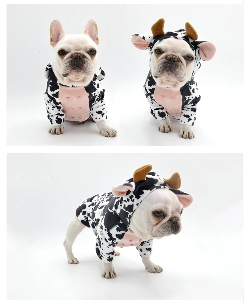 Haustierkleidung, geschnittene Kuh, Transformationskostüm, Designer-Hundekleidung, Halloween-Cosplay-Outfit, kleiner, mittelgroßer, flauschiger Hundeanzug – Detail 10