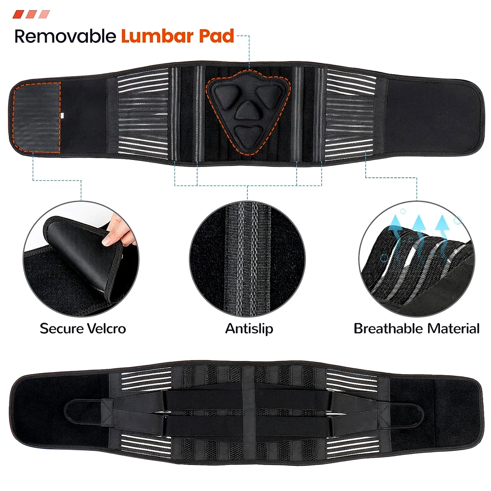 Back support belt 1 Pcs adjustable back support belt 6 stays lumbar pad breathable waist support back brace herniated disc scoliosis