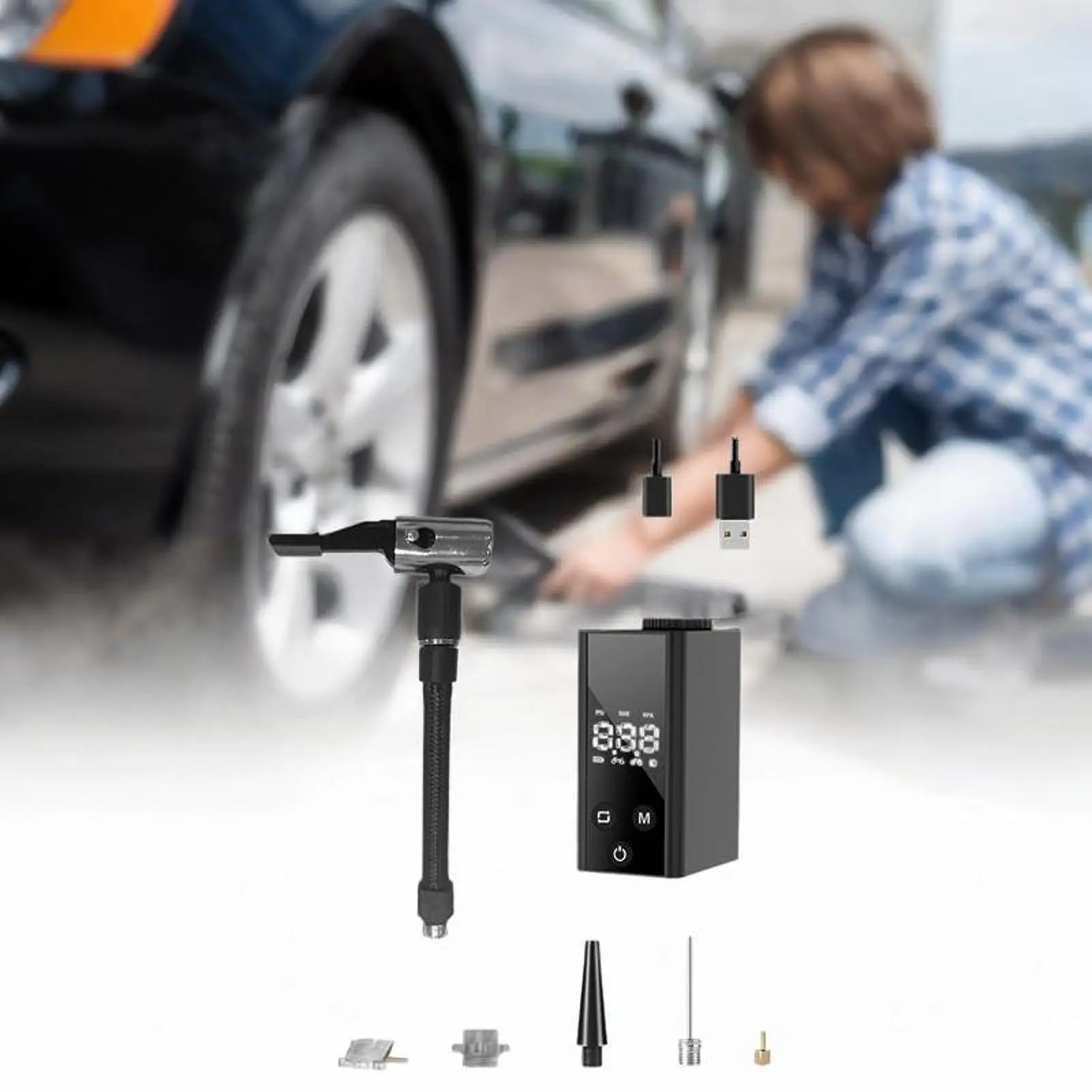 Generic Electric Tire Pump Auto Accessories High Performance DC 11.1V Tire Inflator for Car Bike Basketball Motorcycle Ball