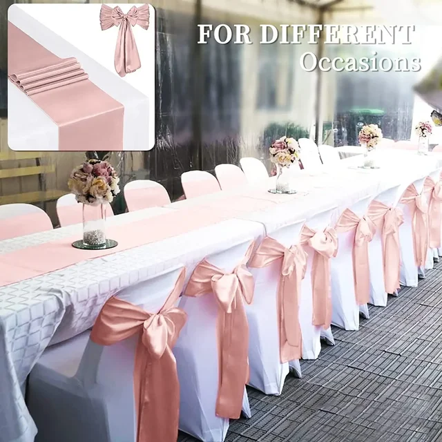 Ceintures à nœud de chaise en Satin, 10/50 pièces, attaches en ruban à nœud pour chaise de mariage, pour fête, événement, hôtel, Banquet, fournitures, décorations pour la maison, vente en gros 5