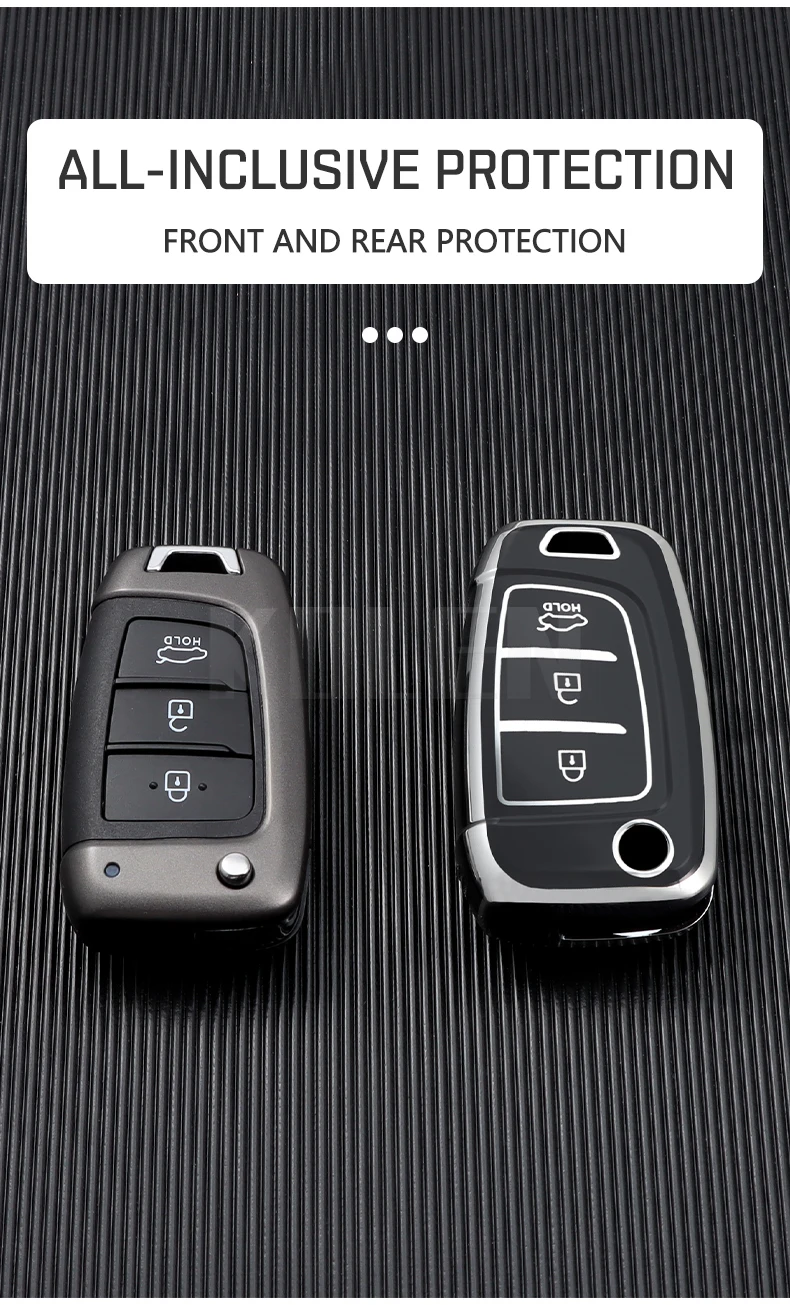 Nuovo TPU Car Flip Key Case Cover Shell per Hyundai Elantra Solaris I30 I35 I40 IX35 Sonata Santa Fe Tucson Verna Celesta Accent - S4495fbf6e18041f7a49f38a4b608e82aN