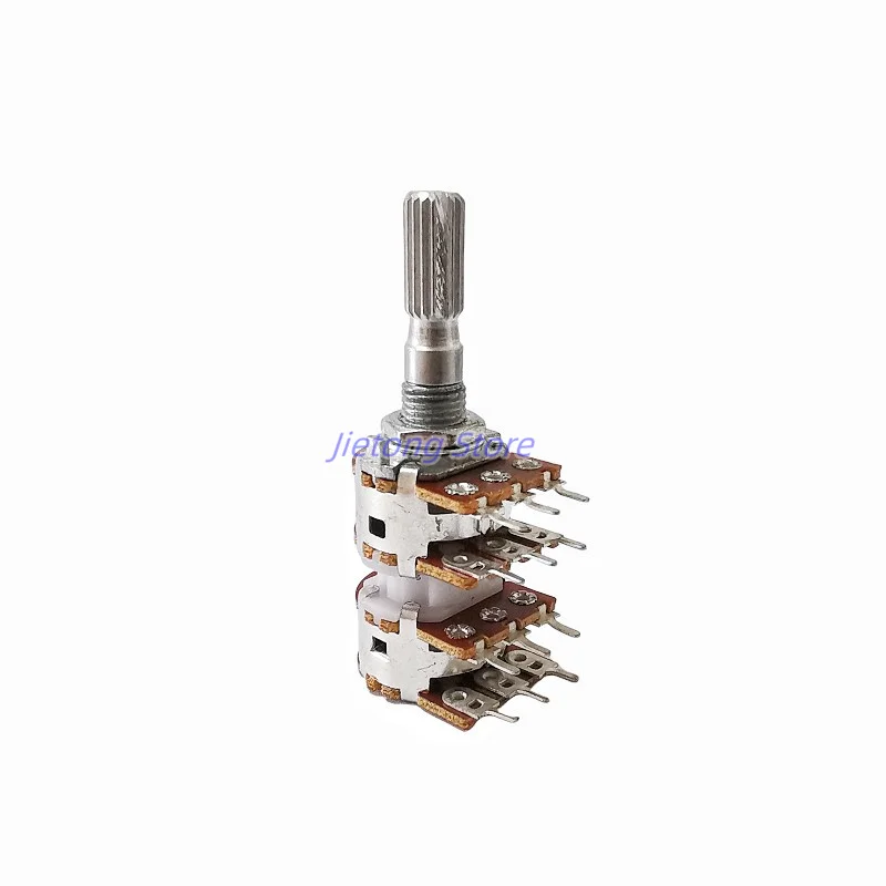 1pc WH148 RK163 Potentiometer 4 Channels 12Pins B50KX4 B100KX4 Audio Volume Amplifier Handle Length 25mm Plum Shaft hifi audio amp aluminum volume duck beak knob 1pcs diameter 25mm height 25mm amplifier potentiometer knob