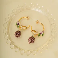 Foydjew Elegant Enamel Color Chipmunk Raspberry Earrings For Women Retro Fashion Drop Earring Cocktail Party Dress Accessories