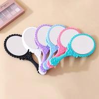 1PC Handle Cosmetic Compact Mirror For Women Vintage Carved Handheld Vanity Mirror SPA Salon Makeup Hand Mirror 1