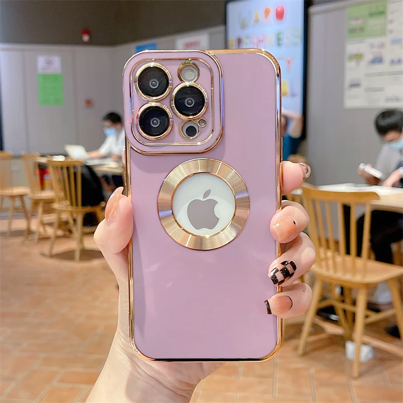 thumbnail image 1 of Funda de teléfono galvanizada suave de lujo para iPhone 11, 12, 13, 14, 15 Pro Max, XS, X, XR, 7, 8 Plus, Mini funda de silicona hueca, 1 of 5