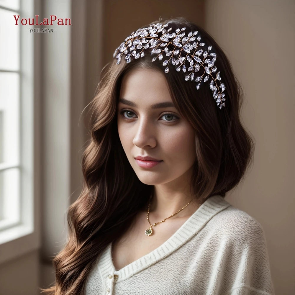 TOPQUEEN Wedding Hair Accessories Vintage Bridal Tiara and Crown Rhinestone Headband Crystal Hair Jewelry Bridal Hairpiece HP237