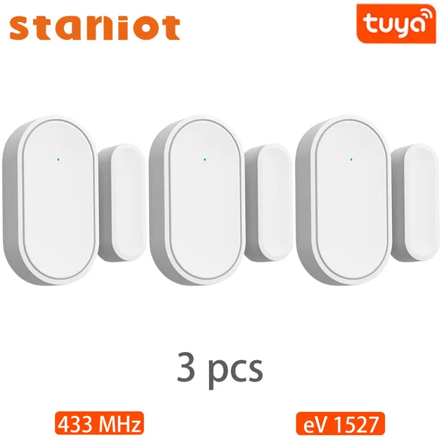 Staniot DS030 Tuya 433mhz Alarm Accessories Smart Remote Control Wireless Door and Window Alarm Sensor Door Open/Closed Detecors 13-DS030-3pcs