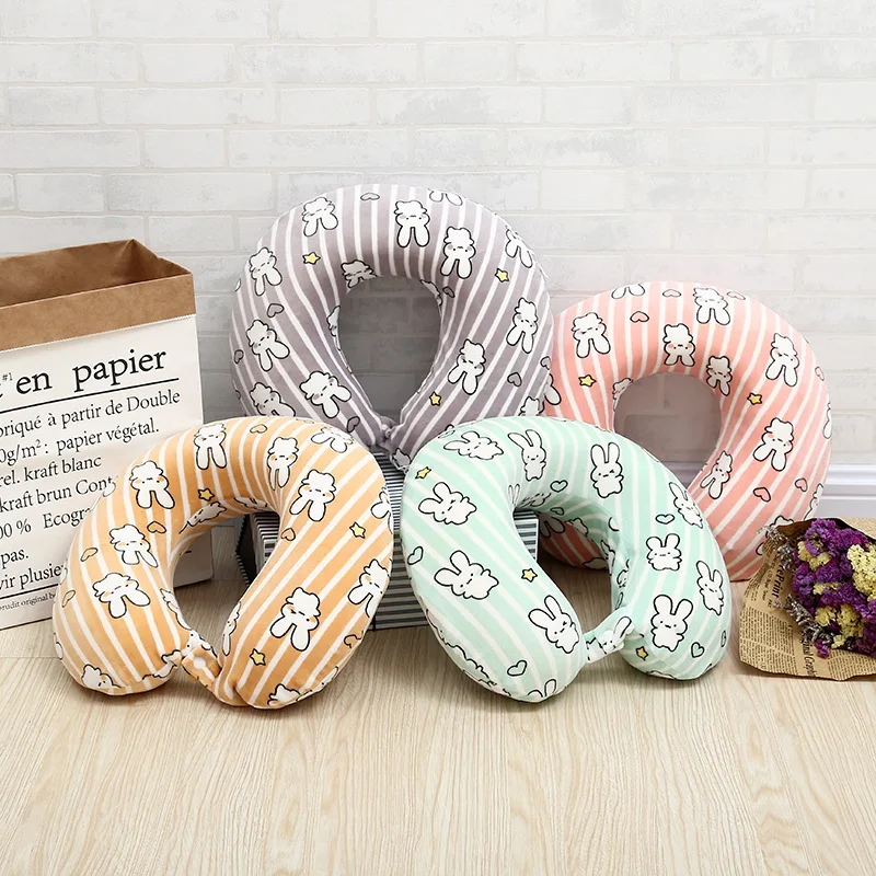

New Card Four Side Elastic Cartoon Memory Cotton Slow Rebound U-shaped Pillow Travel Portable U-shaped Inflatable Pillow