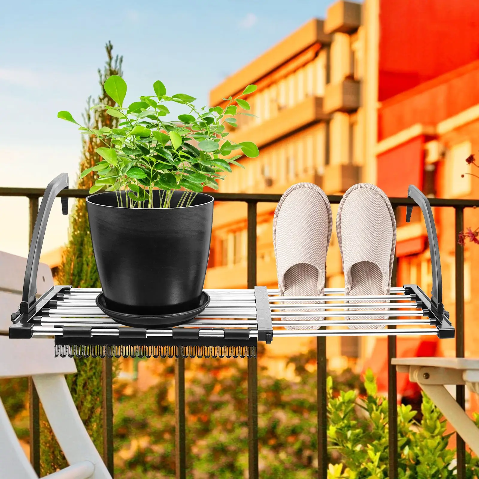 Balcony Drying Rack Clothes Multi-purpose Hanger Large Laundry Hanging Stainless Steel Clothesline outdoor folding 2