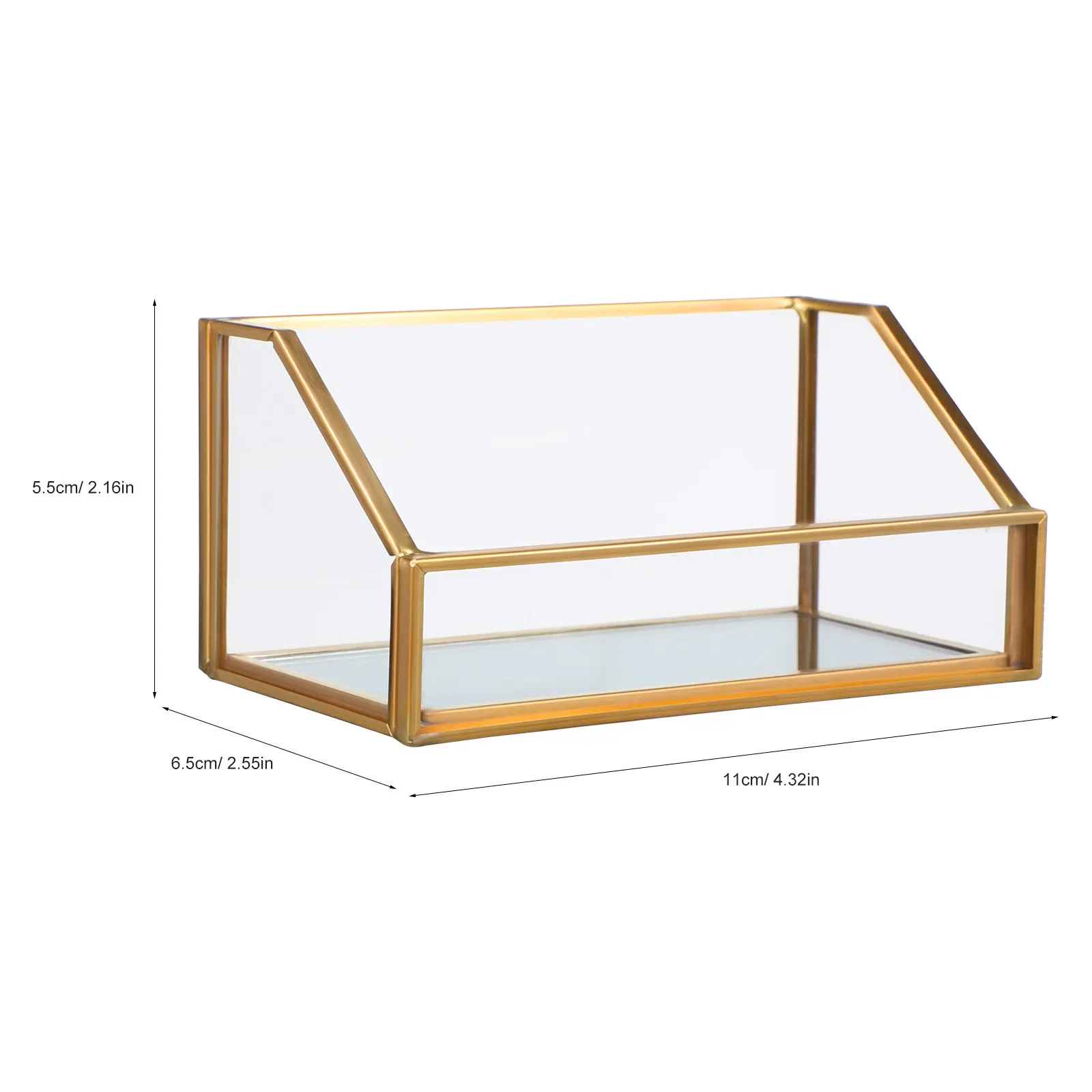 우아한 황동 프레임 유리 명함 홀더 디스플레이 스탠드 데스크용 명함 정리함 이름 카드 홀더 다기능