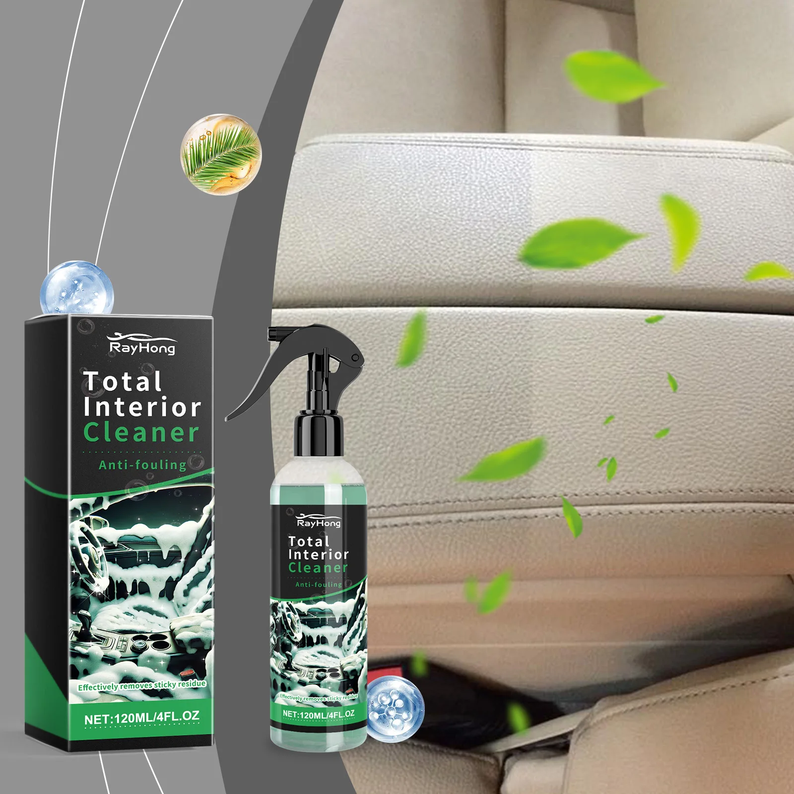 Car Interior Cleaner Interior Detailer Dust Remover Seat Liquid Leather Roof Dash Cleaning Foam Spray Car Care Wash Spray