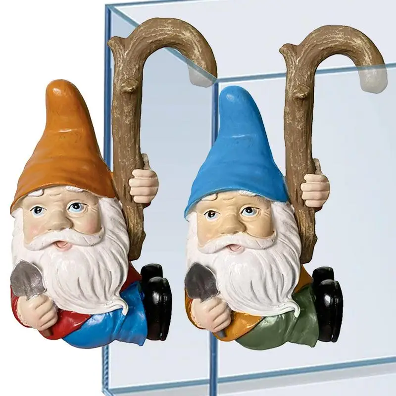 

2pcs Resin Gnome Sculpture Dwarf Art Statue Landscape Lawn Figurine For Gift Outdoor Balcony Porch Patio Yard Garden Decorate