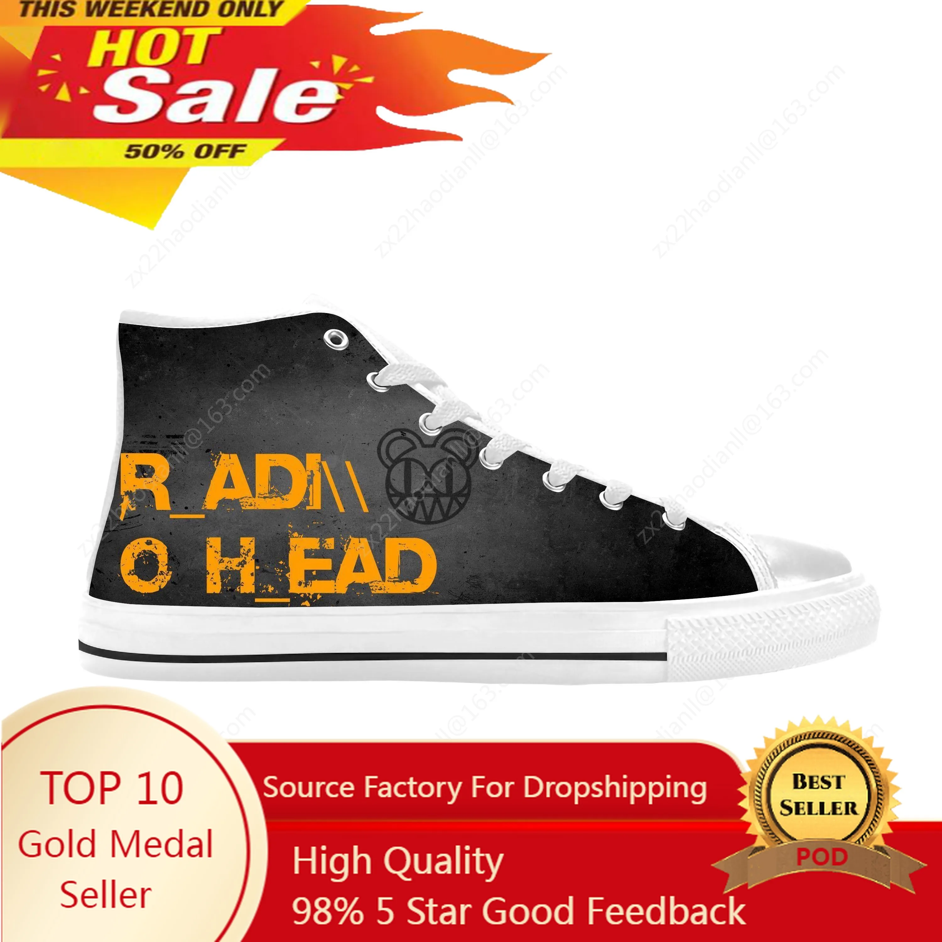 

Radiohead Rock Band Music Singer Mouse Cool Funny Casual Cloth Shoes High Top Comfortable Breathable 3D Print Men Women Sneakers