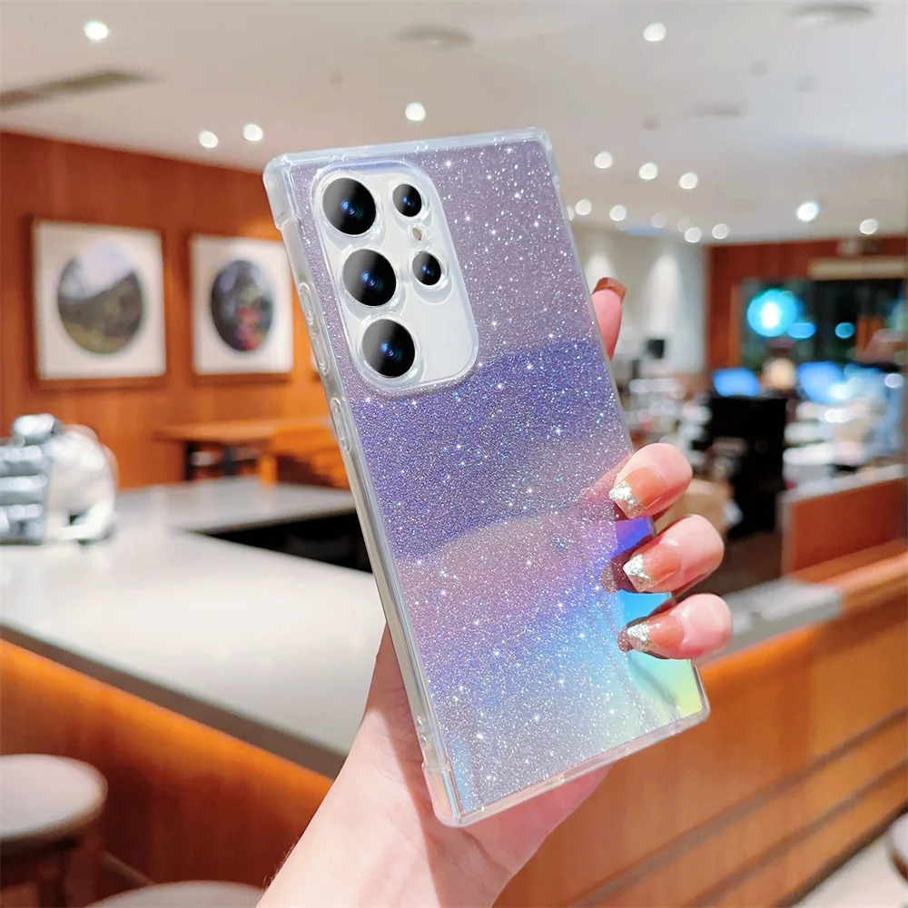 Glitter Laser Rainbow Case For Samsung Galaxy S23 S22 Ultra Plus S21 S20 FE A54 A34 A14 A53 A52 A24 A23 A25 A13 5G Soft_voghion.com