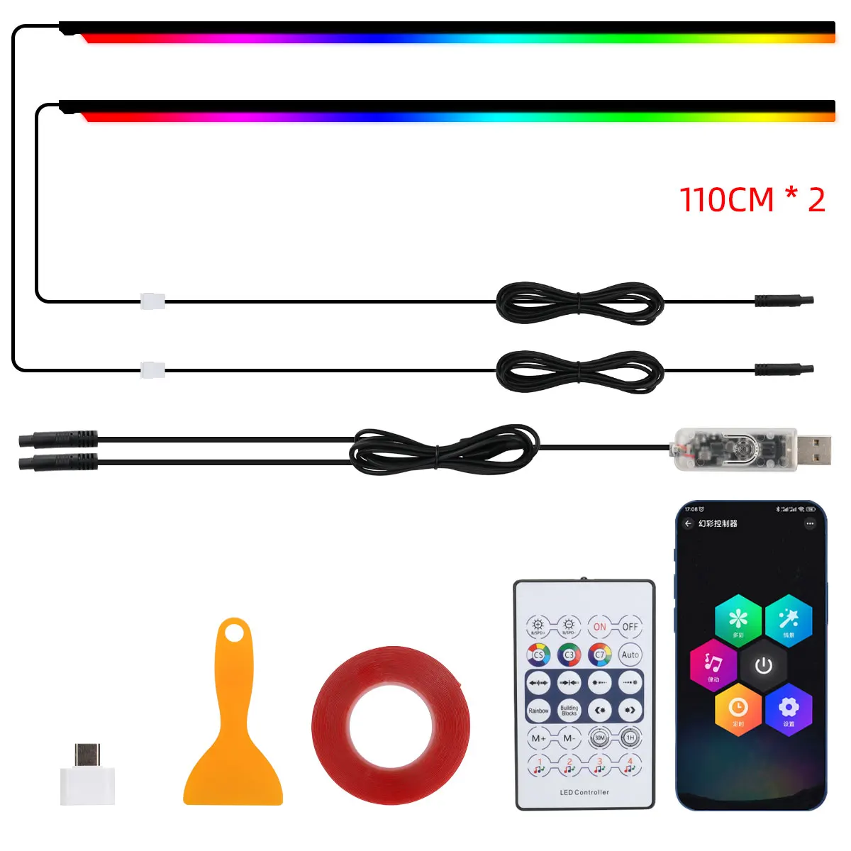 ตัวเลือกสินค้า แถบไฟ LED อะคริลิค RGB ปรับสีได้ ตกแต่งบ้าน