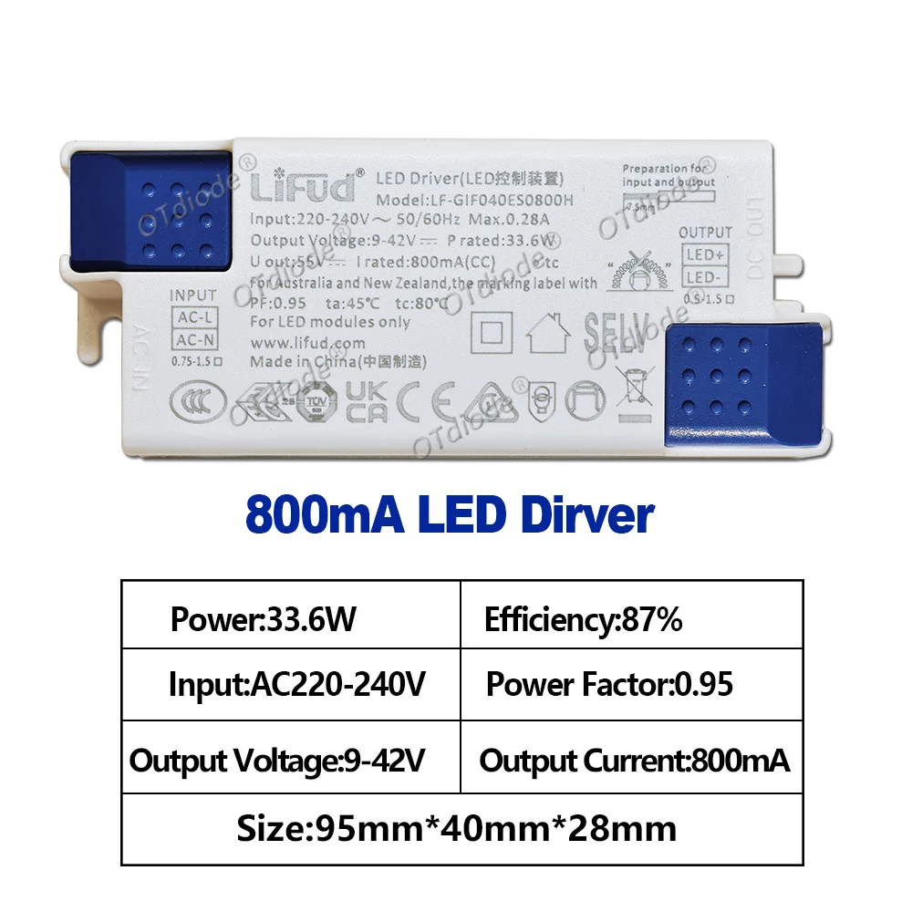 Description Picture 6 of itemNo Flicker DC9-42V Output Lifud LED Driver GIF040ES 800mA 850mA 900mA 950mA 1000mA 1050mA For Panel Ceiling Light Transformers