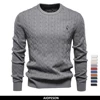AIOPESON Mens Giraffe Embroidery Cotton Sweaters Round Neck Classic Twist Patterned Pullover Knitted Sweater for Men 1