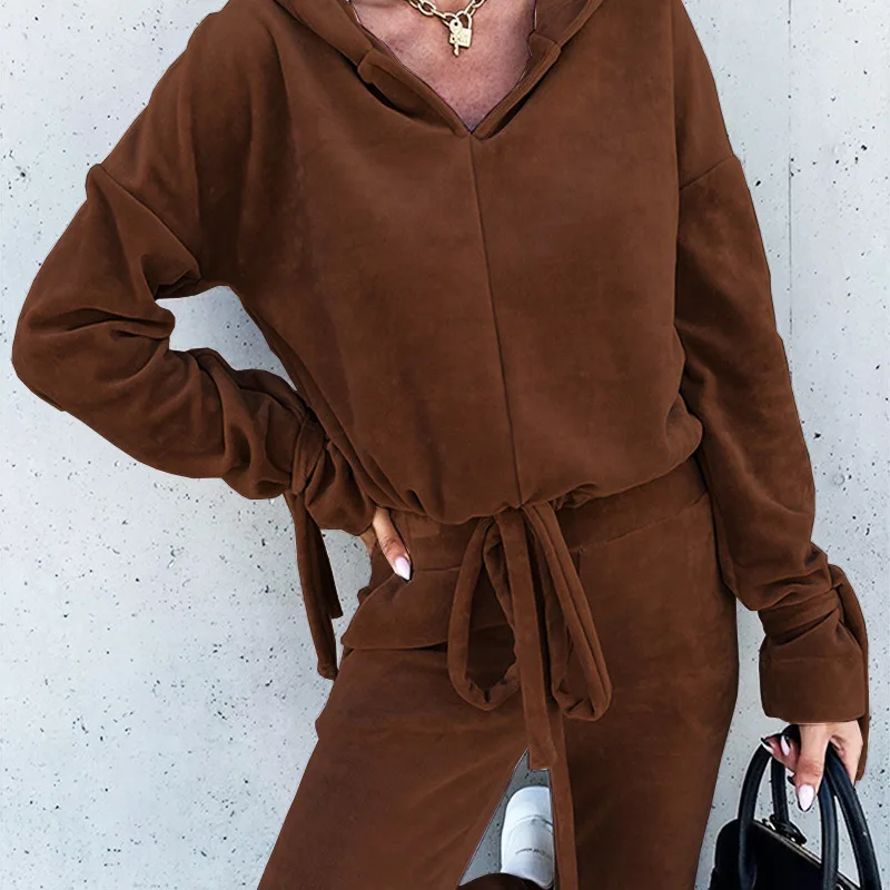 Spring and Autumn New Women's Fashion Casual Long-sleeved Canary Hoodie Trouser Suit Early Autumn Sportswear Women Zipper Suit