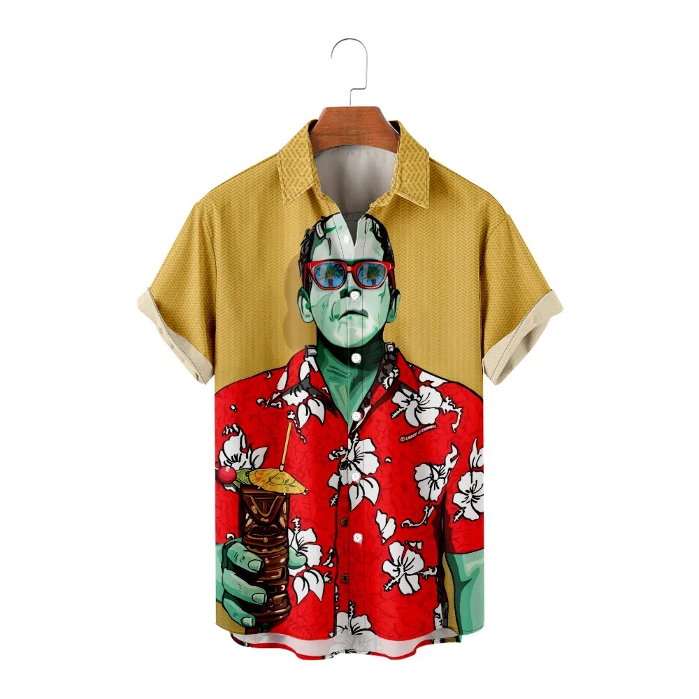 

Hot Selling 3D Printed Shirt Hawaiian Beach Vacation Short Sleeved Summer Fashion Casual Loose Top Breathable Shirt