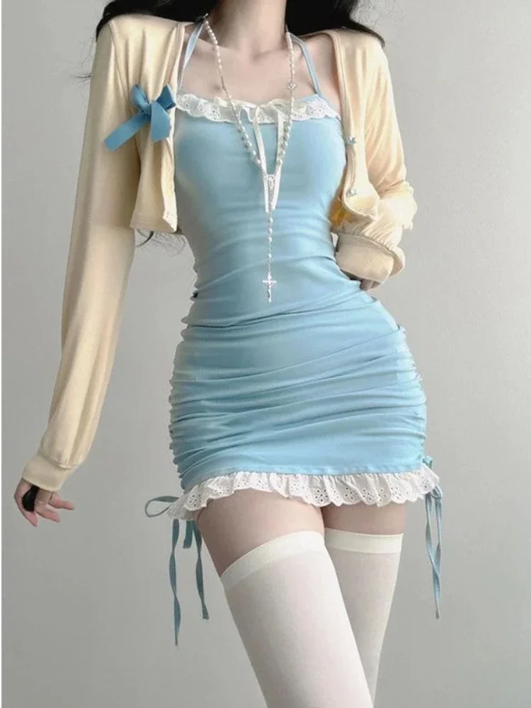 ★韓国人気★BADBLOOD★MYSTIC STRING MINI DRESS ECDAHICC Womens Mini Dress Sleeveless Square Neck High Waist