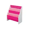 Kids Sling Book Rack Organizer 4 Tier Fabric Storage Bookshelf Children Wood Frame Bianca White Easy Access Book Storage 2