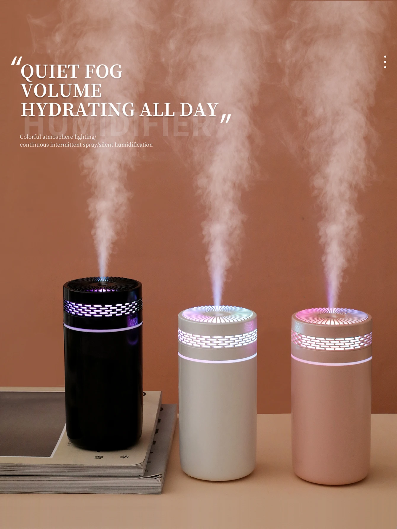 Car Air Humidifier Portable Mini Spray humidifier with LED light USB-powered Aromatherapy oil diffuser for bedroom and travel 1