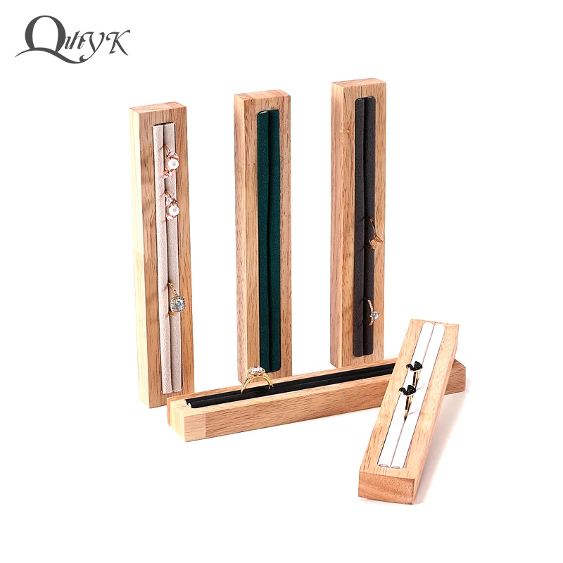 

Solid Wooden Ring Display Stand With Microfiber Ring Holder Jewelry Organizer Storage Rack Showcase For Exhibition