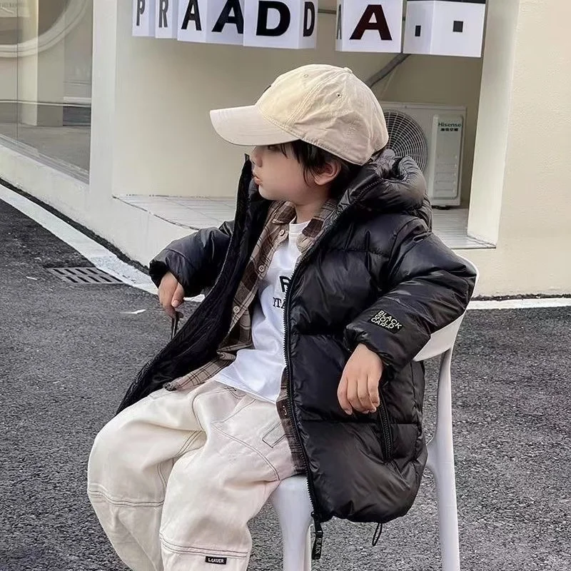 Children's Winter New down Jacket Jacket Black Gold down Boys Girls Middle and Large Children Thickened Short Kids