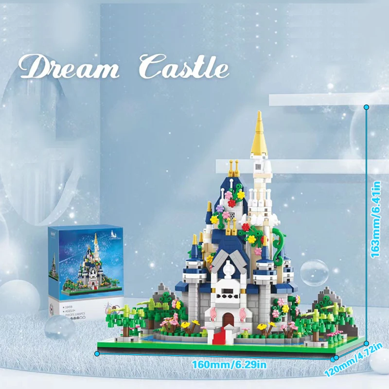 プリンセス城ビルディングブロックモデルセットピンクブルー教会