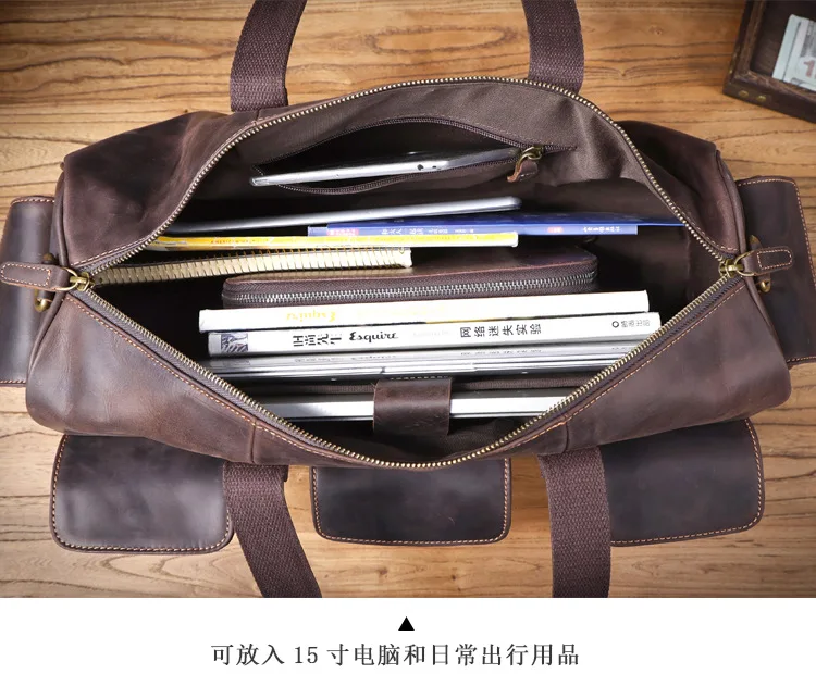 PNDME lässige Designer-Reisetasche aus echtem Leder für Herren, Vintage-Luxus-Handtasche aus Crazy-Horse-Rindsleder mit großem Fassungsvermögen – Detail 16