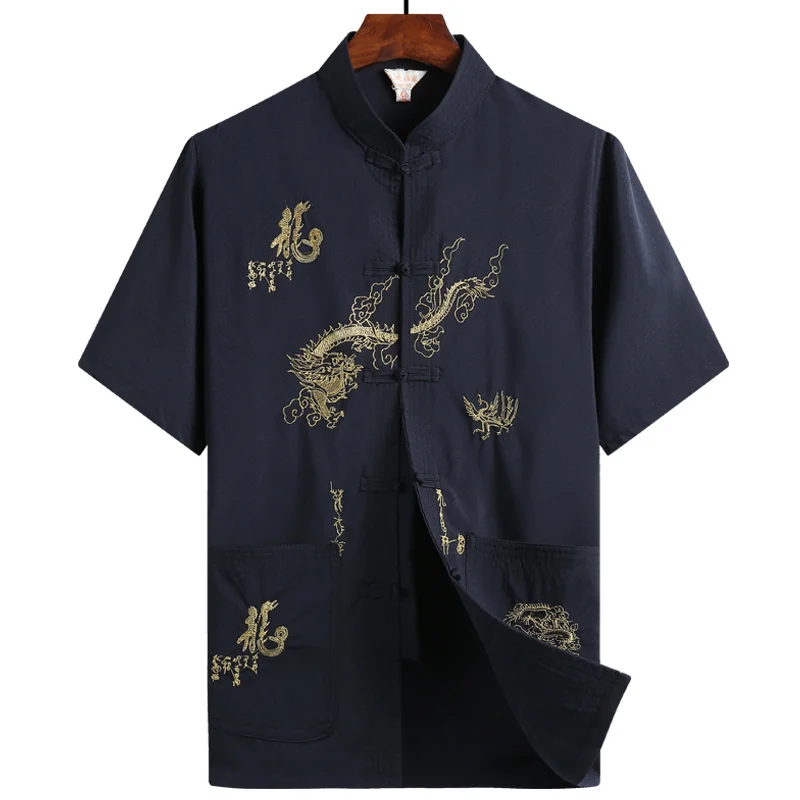 Men Chinese Style hanfu for men Tops traditional chinese shirt man Kung Fu wushu Trousers short shirt Oriental Fashion Clothing