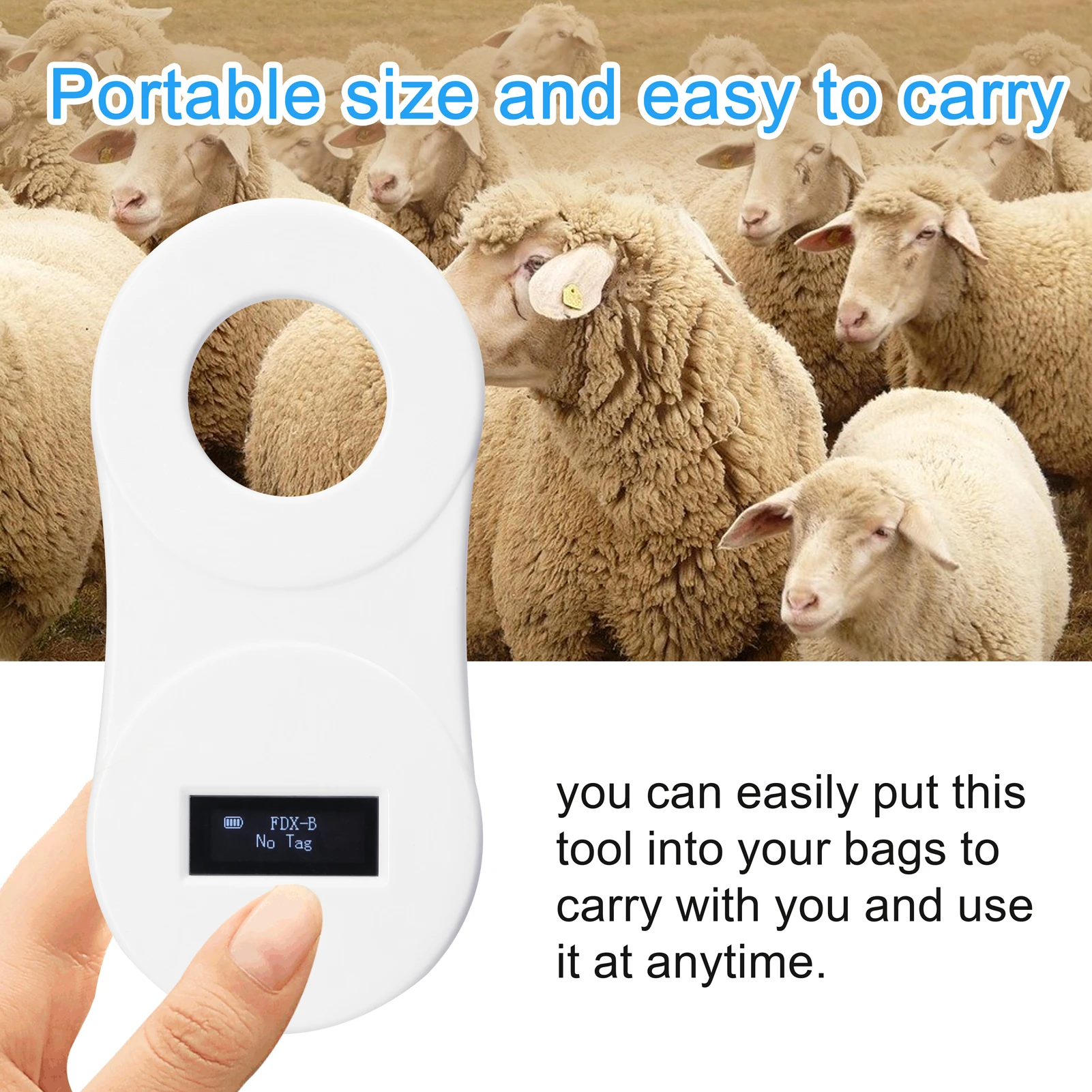 134.2khz Animal Chip Scanner Handheld Portable Animal Chip Scanning