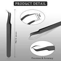 9pcs 9 Pieces Curved Tip Eyelash Extension Tweezers, Stainless Steel Curved Tip Tweezers Pointed Tip Tweezers with Protective Co 2