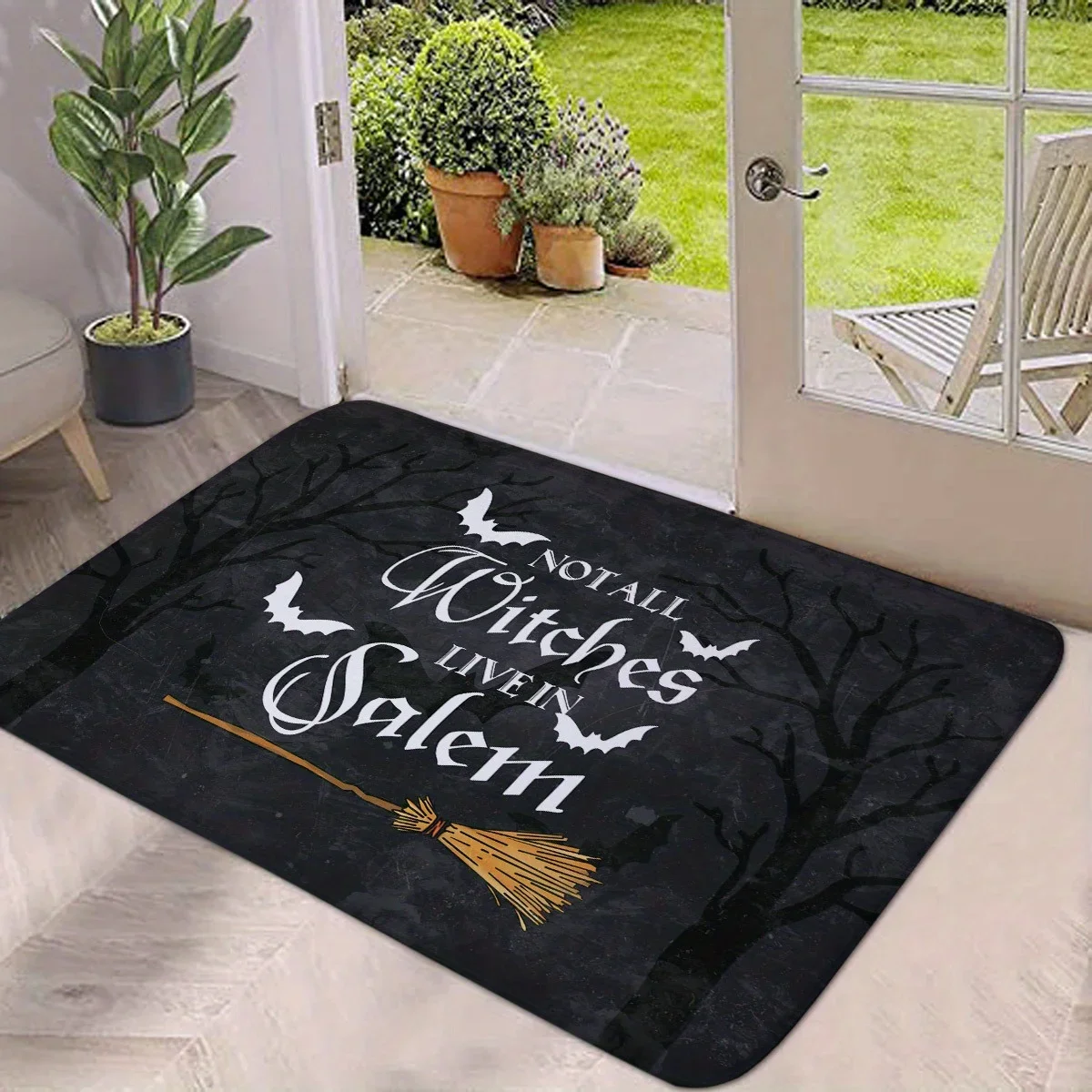 Halloween NOT All Witches Live in Salem Entrance Doormat Decor Carpet for Living Room Bedroom Non-slip Mat Halloween Decorations 4