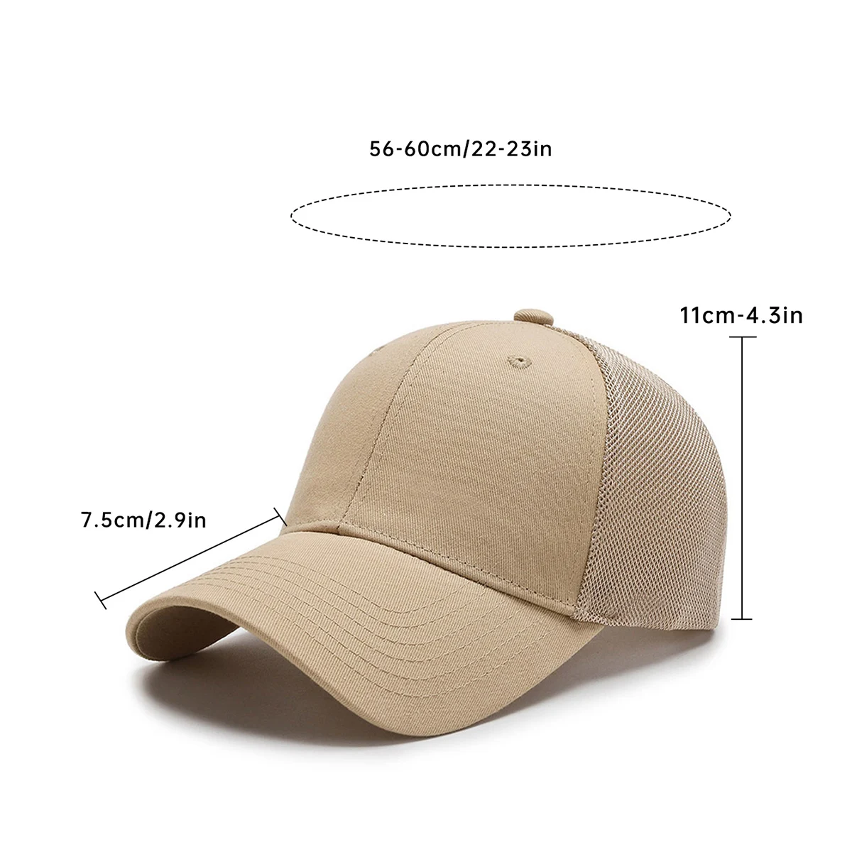Ultra-Thin Men's Baseball Cap for Summer Outdoor Sports, Mesh Breathable Large Head Circumference Sun Hat for Women, Suitable for Travel and Shopping