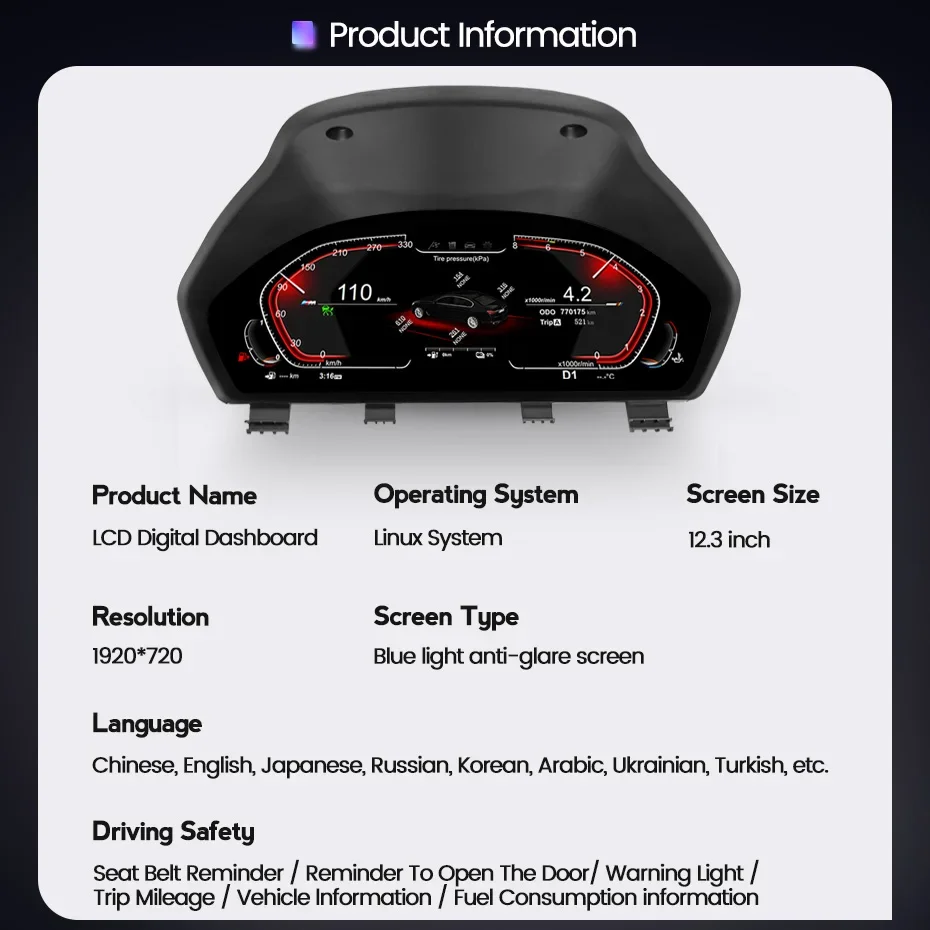 ڵ  ӵ LCD  Ŭ, BMW F30 3/4 ø F30 F31 GT-F34 F32 F33 F36 NBT EVO, 12.3 ġ