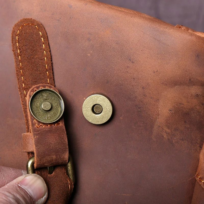 NZPJ Retro Leather Men's Handbag Top Layer Leather Horizontal Computer Bag Crazy Horse Leather Men Casual Shoulder Messenger Bag