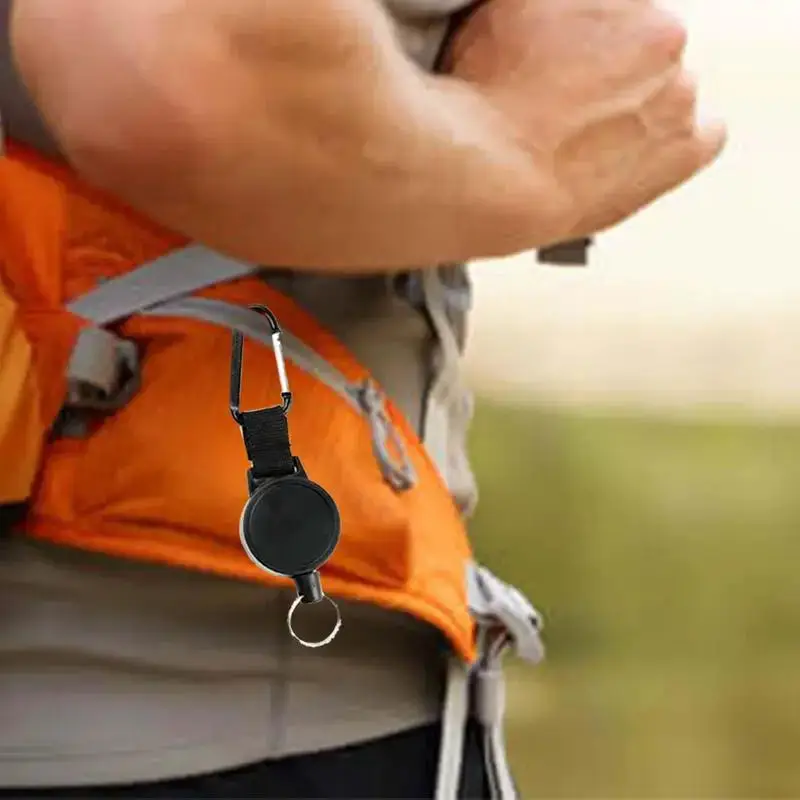 2 pièces porte-clés rétractable en fil d'acier, enrouleur de badge