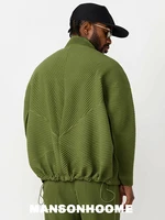 Miyake Pleated Standing Neck Splice Designer Jacket Men's Loose Relaxed Long Sleeve Shirt Coat JC110 2